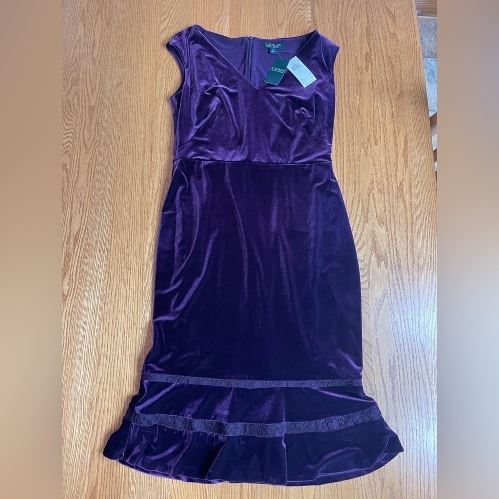 Lauren Ralph Lauren Velvet Cocktail Dress Size 12 Goth Elegant Romantic